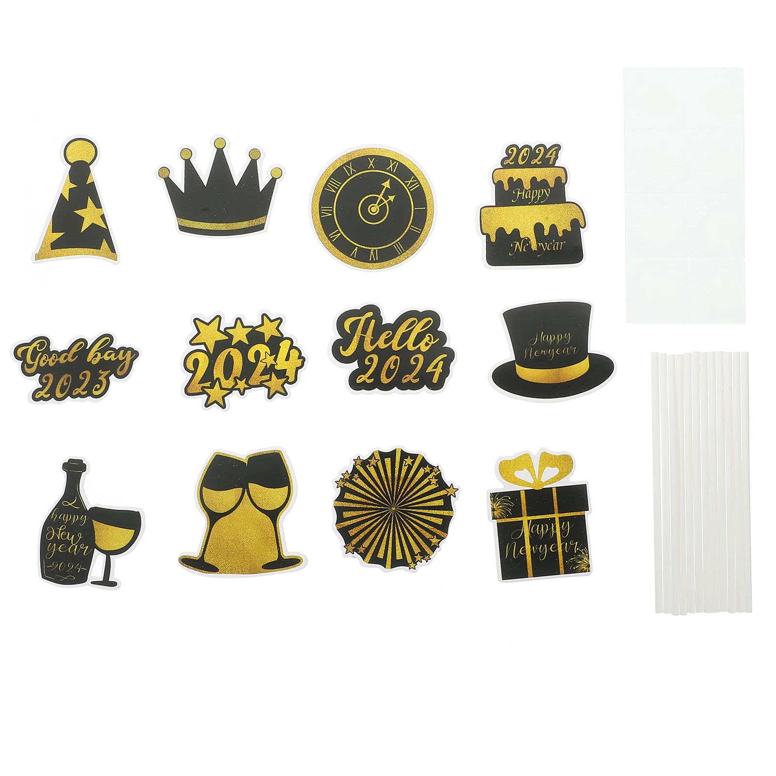 

24 Pcs Cake Flags Dessert Toppers New Year Decoration Christmas Glitter Cupcake Paper Picks Party Inserts Number