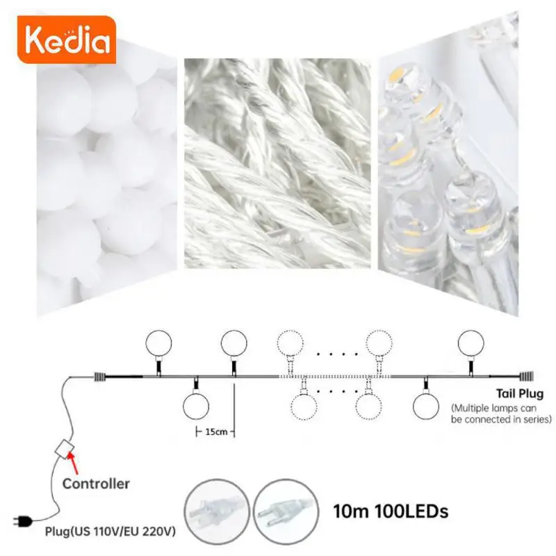 

Водонепроницаемая светодиодная гирлянда, 10 м/100 светодиодов