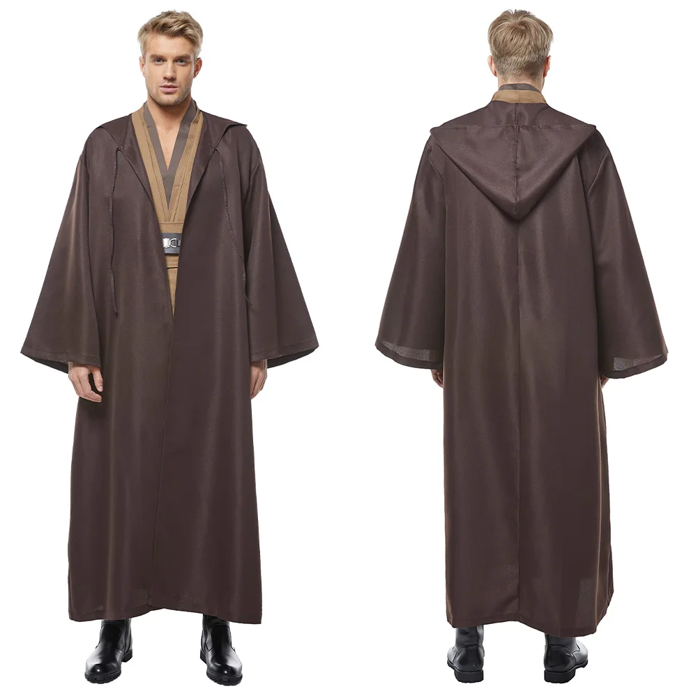 

Wars Obi Wan Kenobi Costume Jedi Knight Hooded Adult Men Robe Cloak Full Set Halloween Costumes