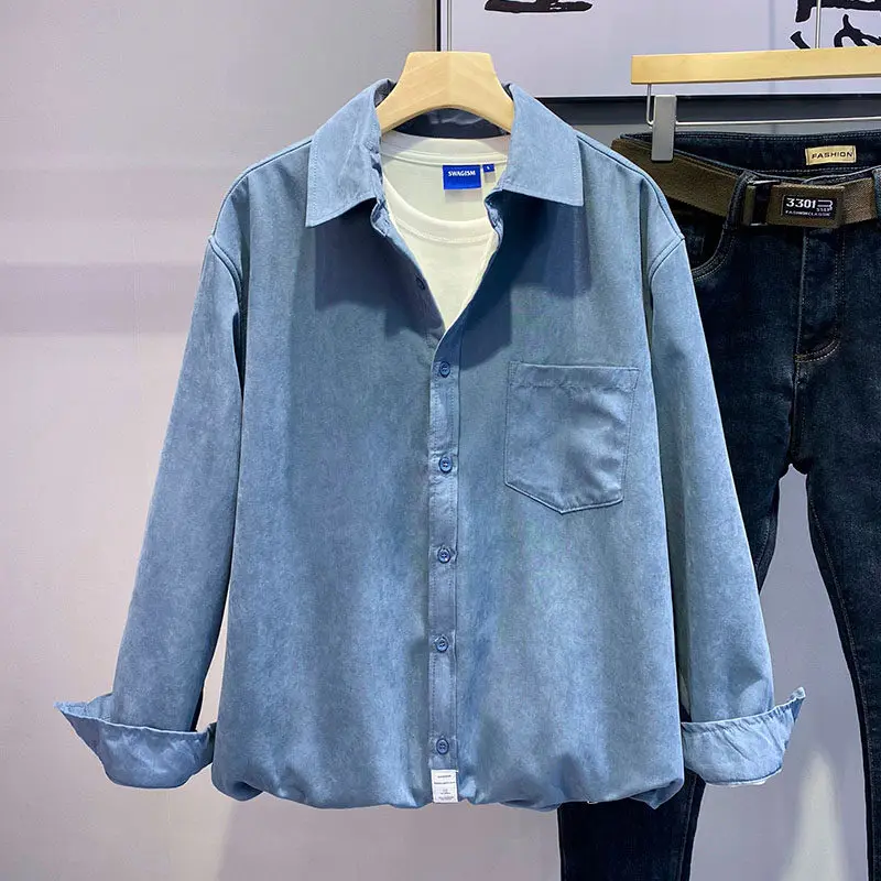 

Рубашка с длинным рукавом, Мужская Весенняя дизайнерская нишевая повседневная куртка, Мужская весенняя и осенняя Легкая рубашка для зрелых