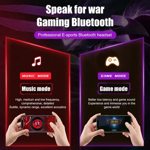 Беспроводные наушники TWS, игровые наушники Bluetooth 5,2 с низкой задержкой, Hi-Fi стерео наушники с сенсорным управлением и шумоподавлением