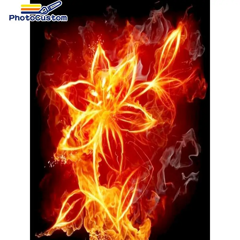 

PhotoCustom 5D Diamond Painting Full Square New Arrival Fire butterfly Diamond Embroidery Animals Mosaic Home Decor