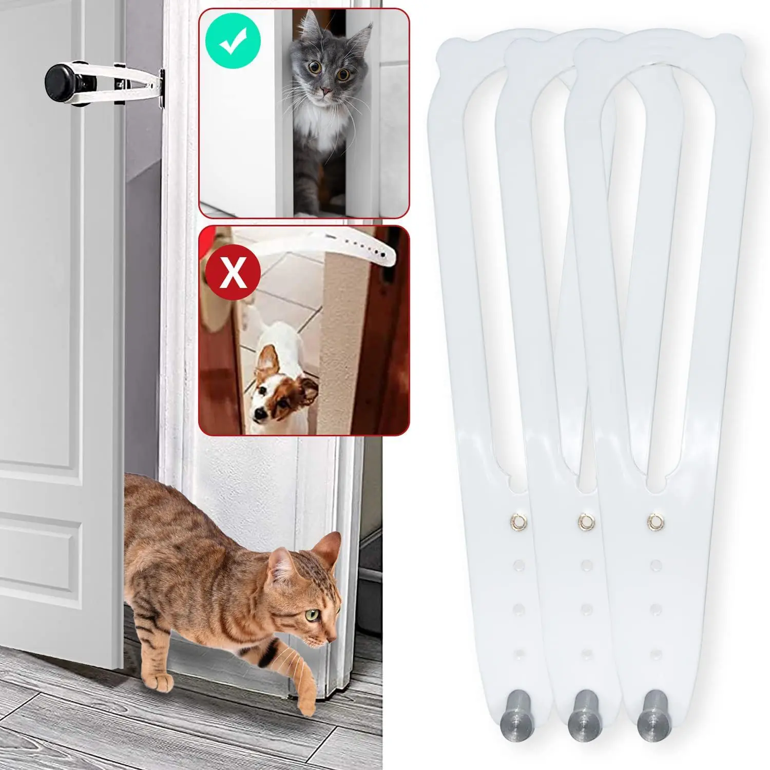 

Cat Door Holder Latch Keeps Dogs Out Alternative No Need for Baby Gate & Pet Door Installs Fast Flex Latch Strap Easy to Install