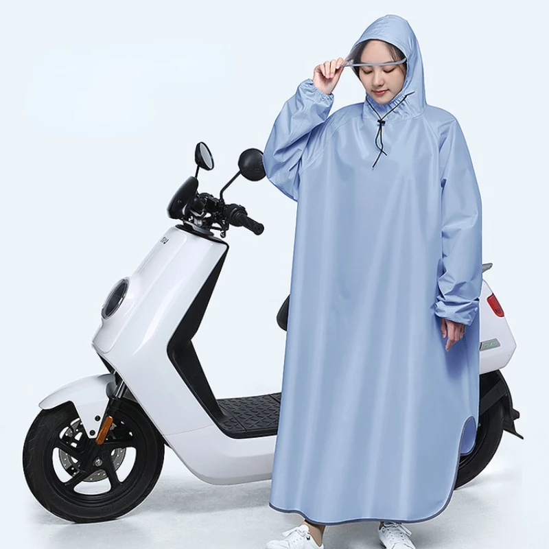 

Длинный дождевик с капюшоном, дождевик из ткани Оксфорд с рукавами для езды на мотоцикле и езды на велосипеде, уличная дорожная одежда для женщин и мужчин