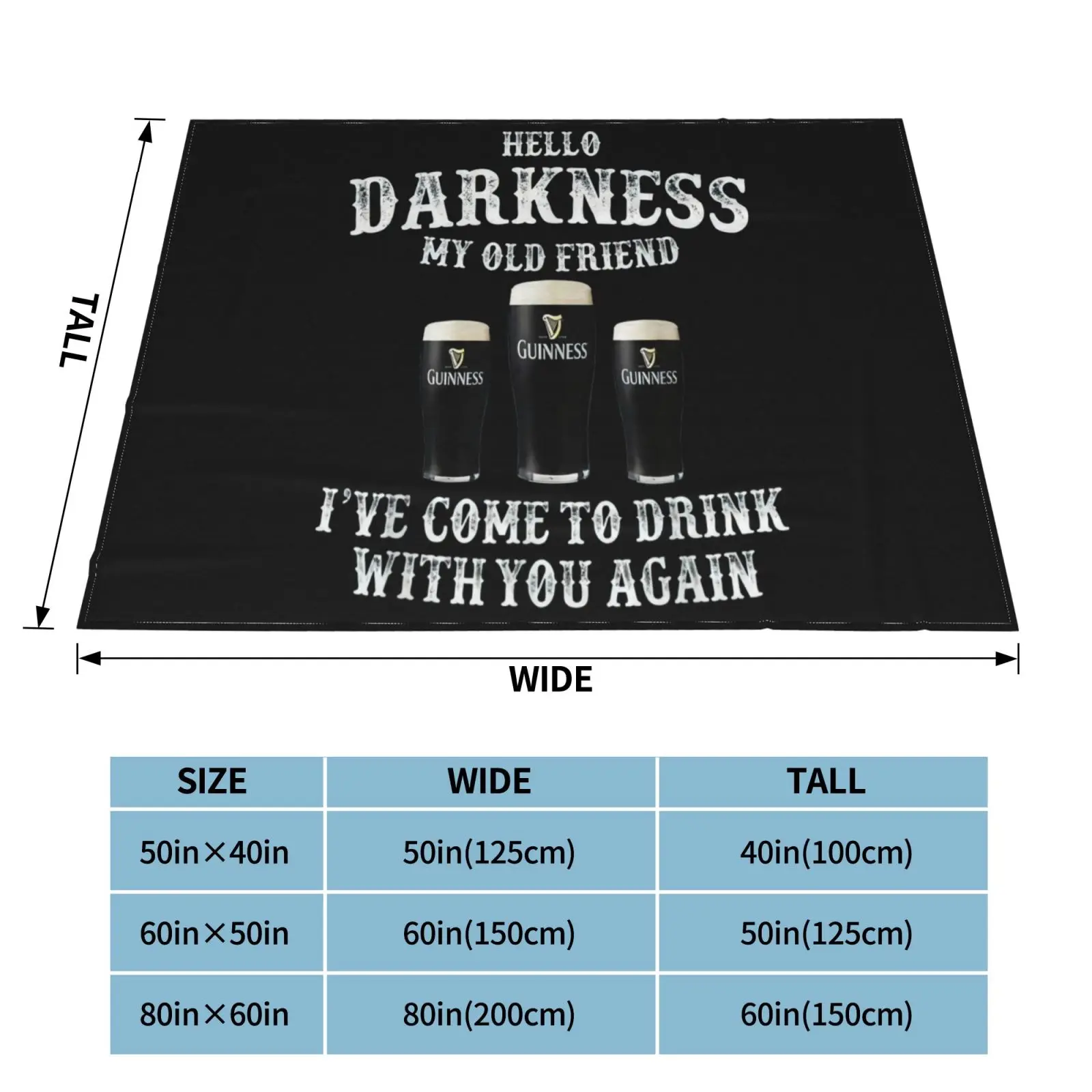 Фото Покрывала большого размера с надписью «Hello Dark My Old Friend Guiness Beer» №4