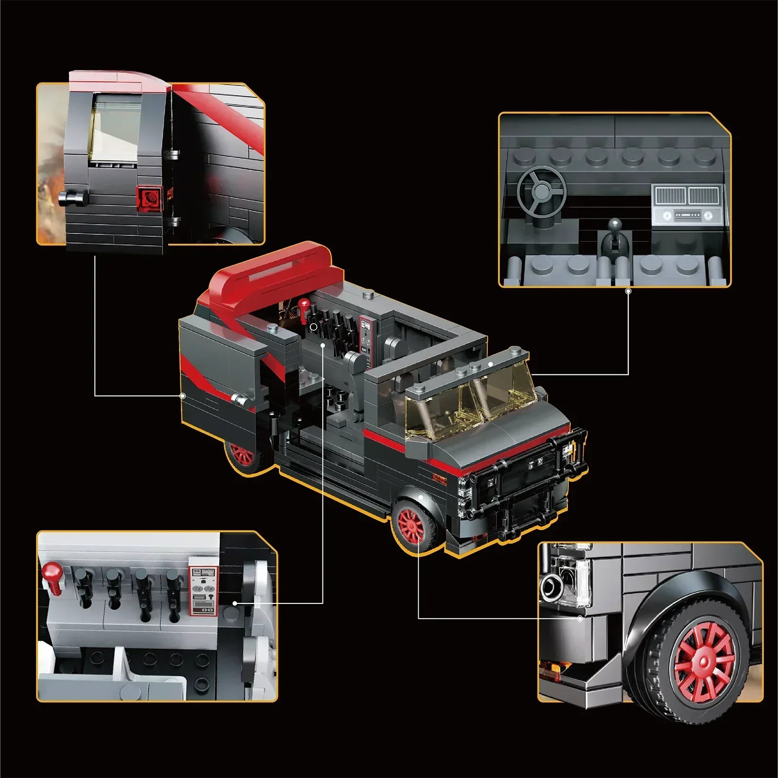 Набор строительных блоков Variety MOC Teamed Van: Ретро-модель автомобиля G-Series из фильма, игрушка-конструктор, подарок для детей, рождественский подарок (art.: 3920dca50fbc6) - 3920dca50fbc6