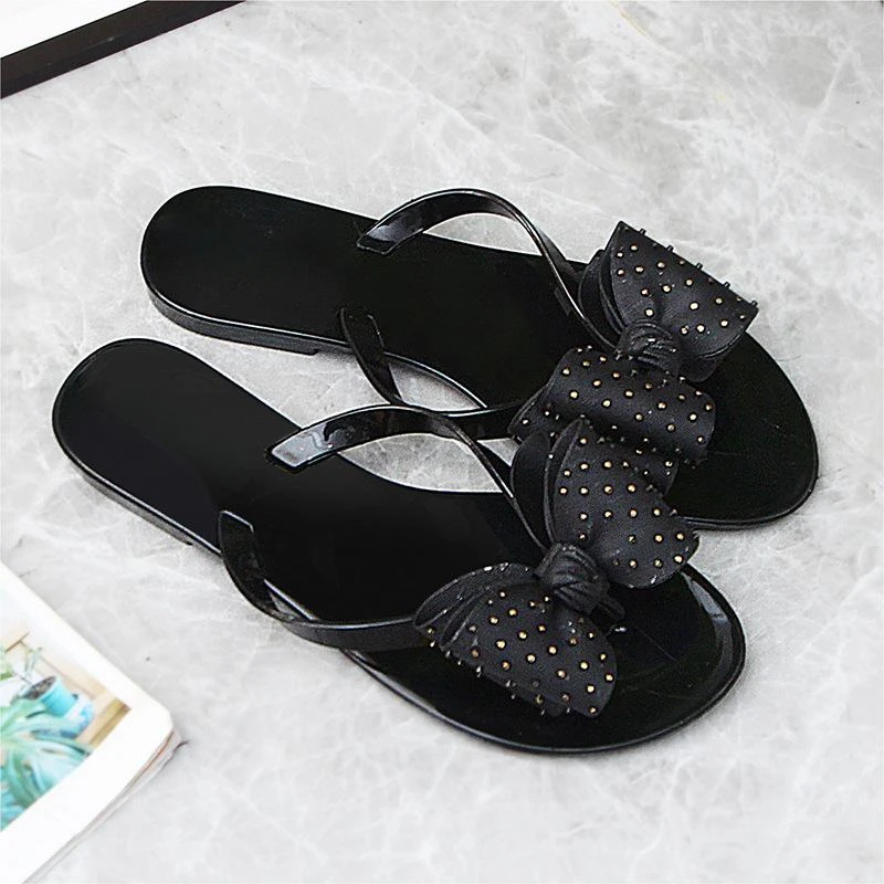 Новинка 2024 женские сандалии летние шлепанцы на плоской подошве с бантом пляжные