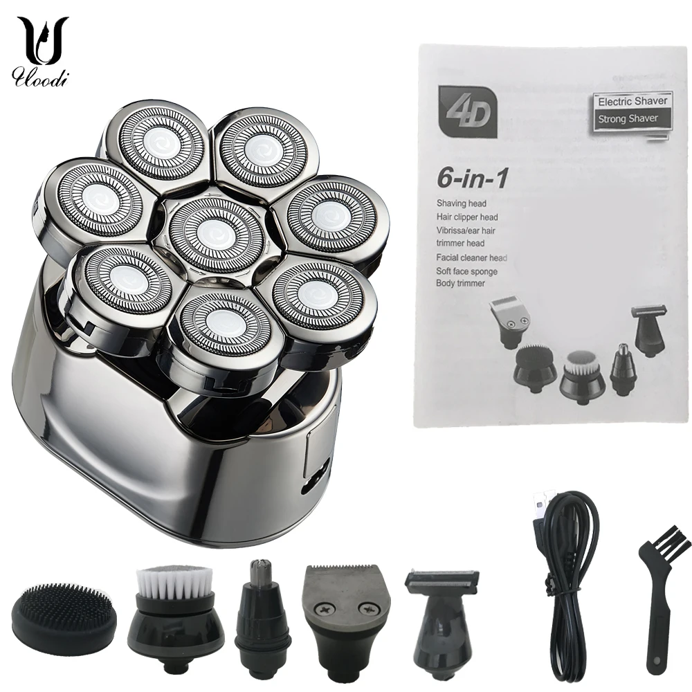 

Electric Razor Men Grooming Kit Wet Dry Electric Shaver LCD Display Beard Hair Trimmer Rechargeable Bald Head Shaving Machine