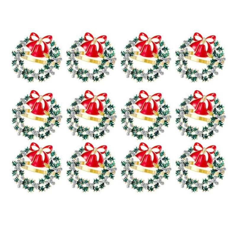 

12 шт., кольцо для салфеток в рождественском стиле