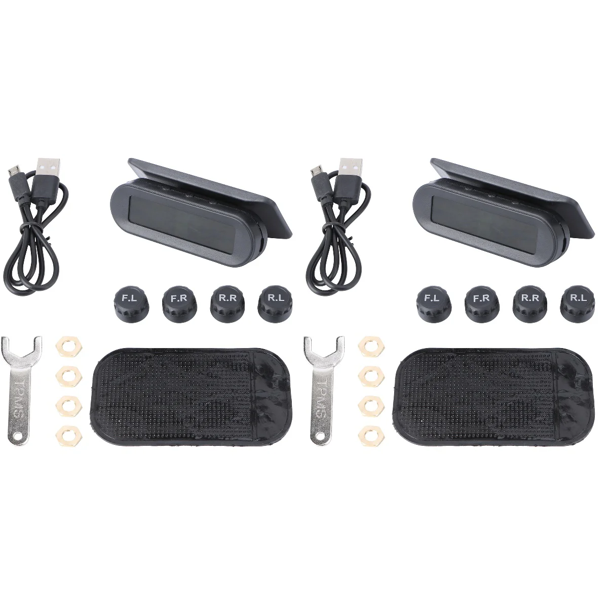 

2pcs Internal and External Universal Tire Detection Monitor Wireless Solar Tire Pressure Detector Black (with Battery)