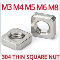 thin square nut m3 m4 m5 m6 m8 304 stainless steel locking square nuts metric threaded din562 high quality foursquare quadrate