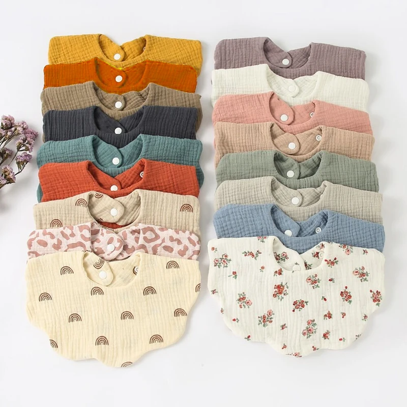 

4PCS/SET Baby Muslin Bibs Soft Printed Color Cotton Bibs Towel Boys Girls Feeding Apron Bandana Drool Baby Stuff