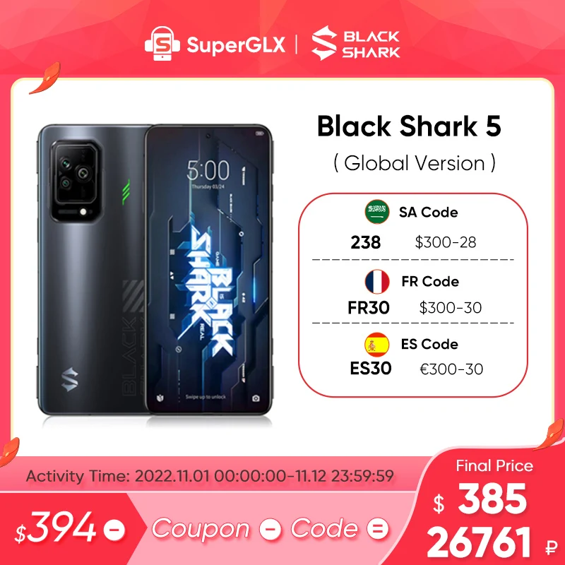 Cena Oryginalna Globalna Wersja Black Shark 5 5G Telefon Do Gier Snapdragon 870 5G 144Hz Wyświetlacz AMOLED 120W Szybkie ładowanie 64MP Smarphone