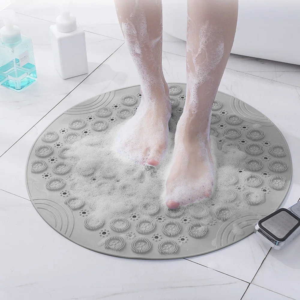 

Shower Bath Mat Bathroom Carpet Massage Pad Floor Drainage Suction cup Round Bathroom Mat Non-slip Foot Brush PVC Bath Mat