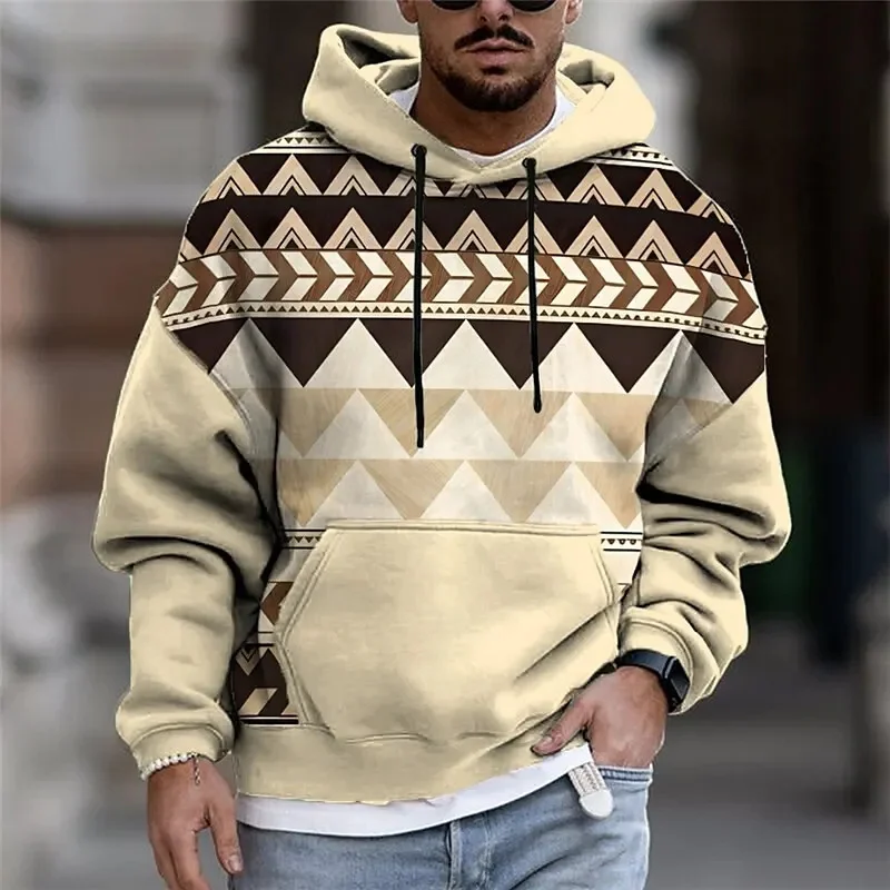 

New Vintage Men's Hoodie 3d Ethnic Totem Printed Long Sleeve Tops Fashion Loose Casual Sweatshirt Top Oversized Hoodies For Men