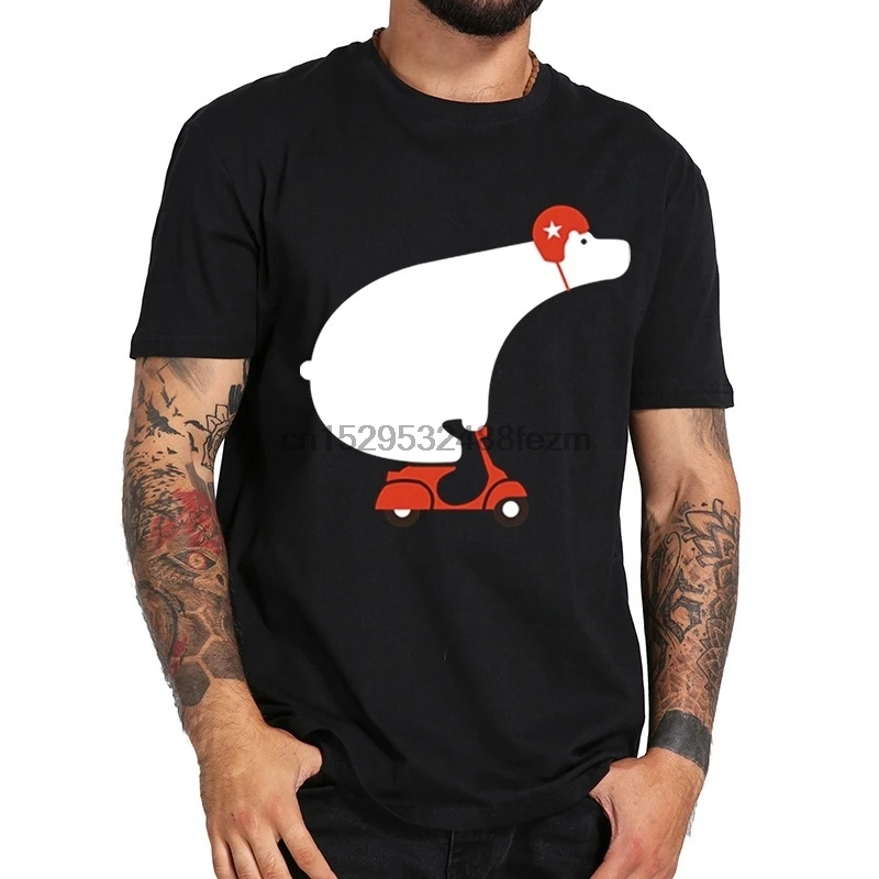 Футболка с изображением белого медведя на скутере повседневная одежда для