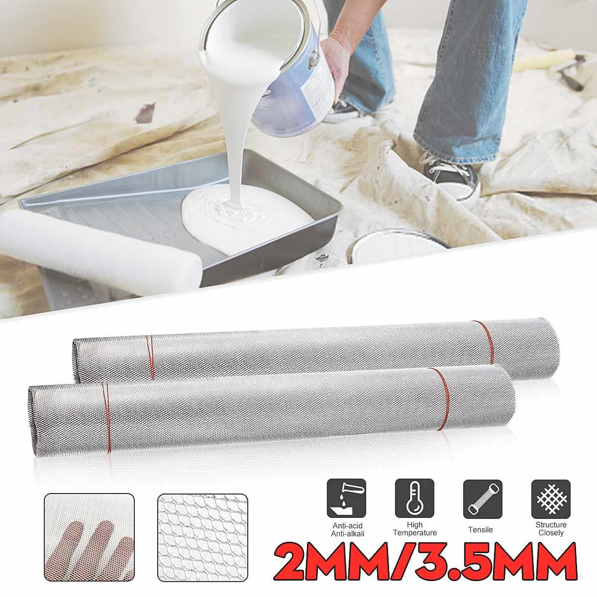 

300cm x 50cm Fine Aluminium Screen Paint Filter Mesh Modelling Mod Mesh Wire Filter Sheet Hole Dia 2mm/3.5mm