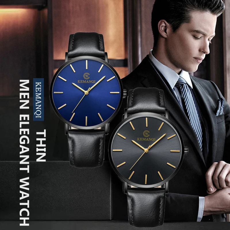 Роскошные деловые мужские часы модные ультратонкие кварцевые лучший бренд