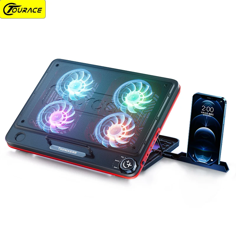 TOURACE Laptop Cooler with Speakers 5.0 Bluetooth Wireless Connection Adjustable Notebook Stand Game Para Cooling Pad 13-18 inch