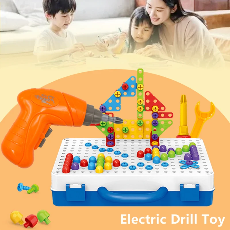 

Kids Electric Drill Kit Toy Drill Screw Nut Puzzles DIY Creative Disassembly Educational Montessori Toys for Child Boy Girl Gift