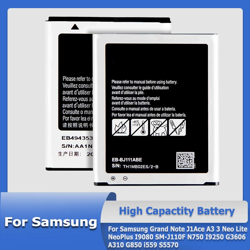 Сменный аккумулятор XDOU для Samsung Grand Note J1Ace A3 3 Neo Lite NeoPlus I9080 SM-J110F N750 I9250 G3606 A310 G850 i559 S5570