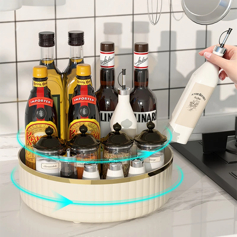

Kitchen Spice Rack Multifunctional Rotating Shelf Spice Box 360 Rotating Non-slip Spice Rack Turntable Round Cosmetic Storage