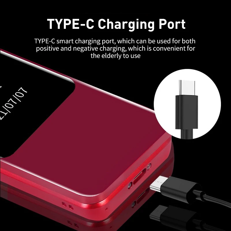 GIONEE Big Push-Button 4G Flip Phone 2GB 16GB Dual Sim Clamshell Touch Screen Cellphone Support Whatapp SOS voice broadcast