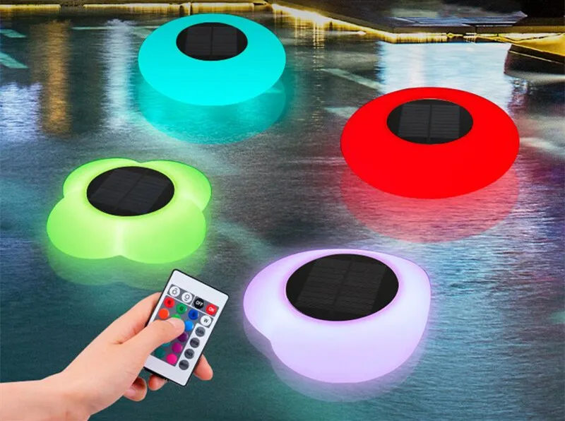 

Solar Floating LED Lights Swimming Pool Light Remote controlled 16 Colors Changing Waterproof Lawn Patio Decoration- Multicolor