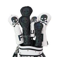 golf club head cover for driver fairway and ut skull head gradient material protective golf head pu leather fashion
