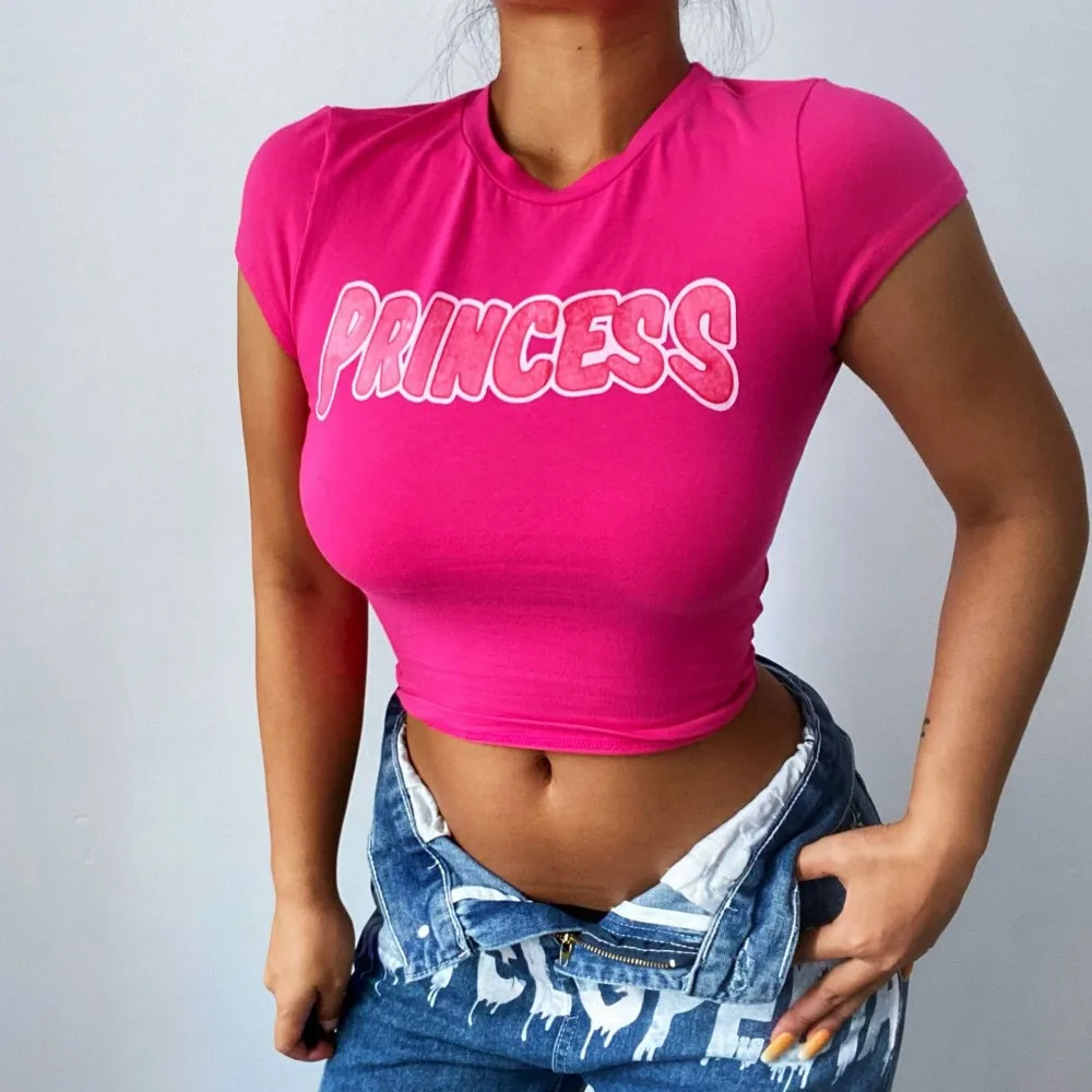 

Y2k women t-shirt letter print crop top Harajuku rose red Spring and summer new fashion T-shirt women tops punk women clothing