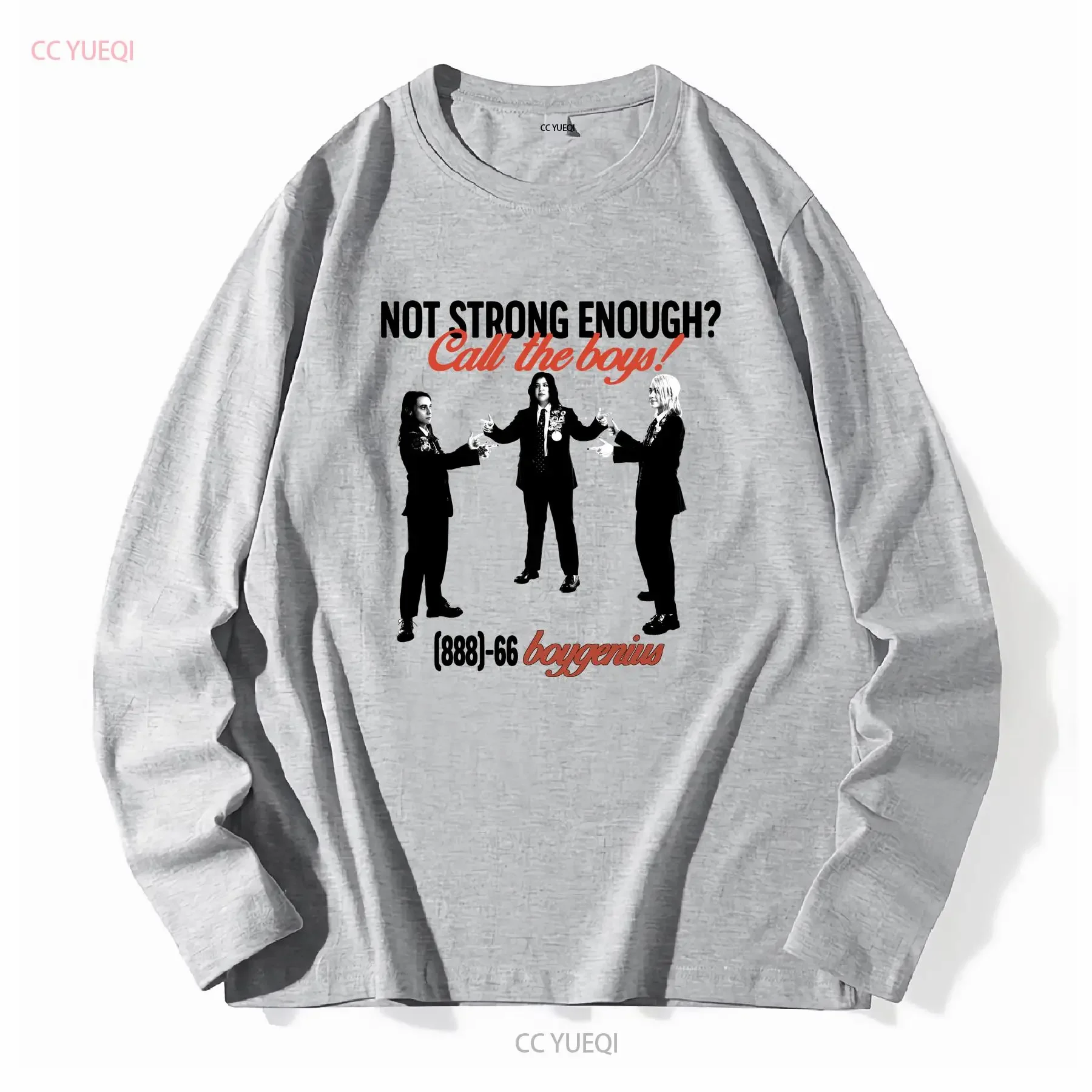 Фото Футболка Boygenius Not Strong Enough Call The Boys в стиле ретро 90-х для фанатов музыки, с длинными или короткими рукавами, винтажная, слегка состаренная №4