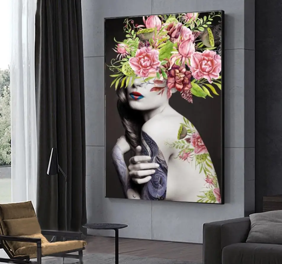 

Women's wall art canvas painting Nordic sexy poster printing living room home decoration wall picture poster