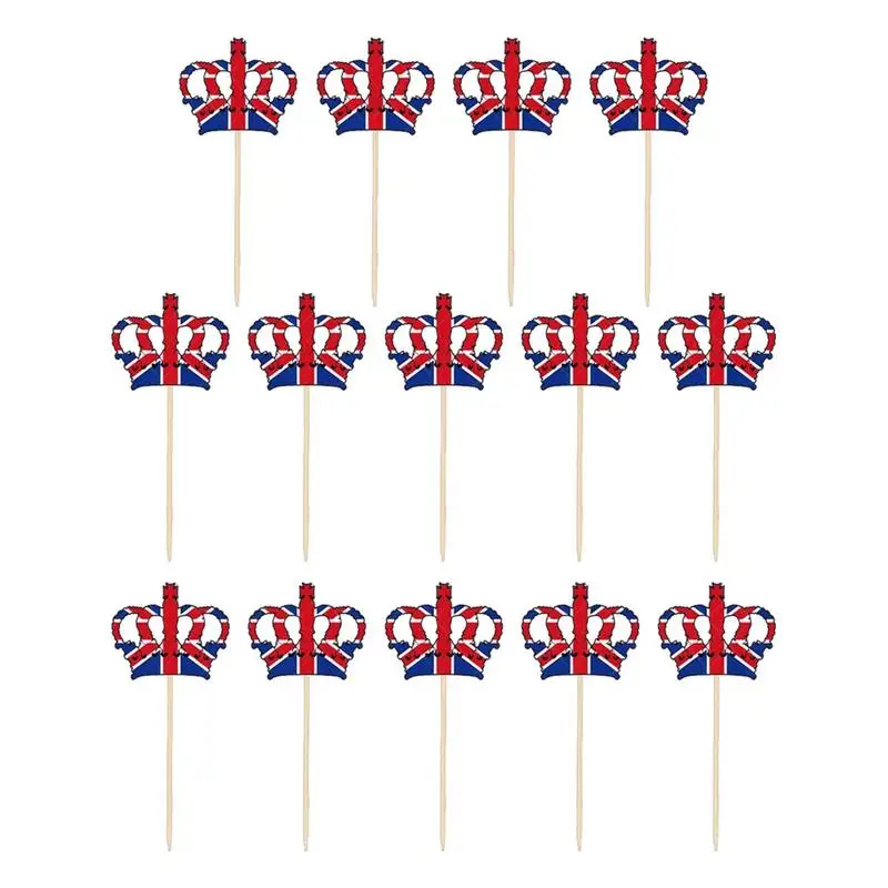 

14Pcs United Kingdom Flag British Toothpick Flags Party Cupcake Toppers Union Jack Flag Picks Queens Cocktail Sticks For Cupcake