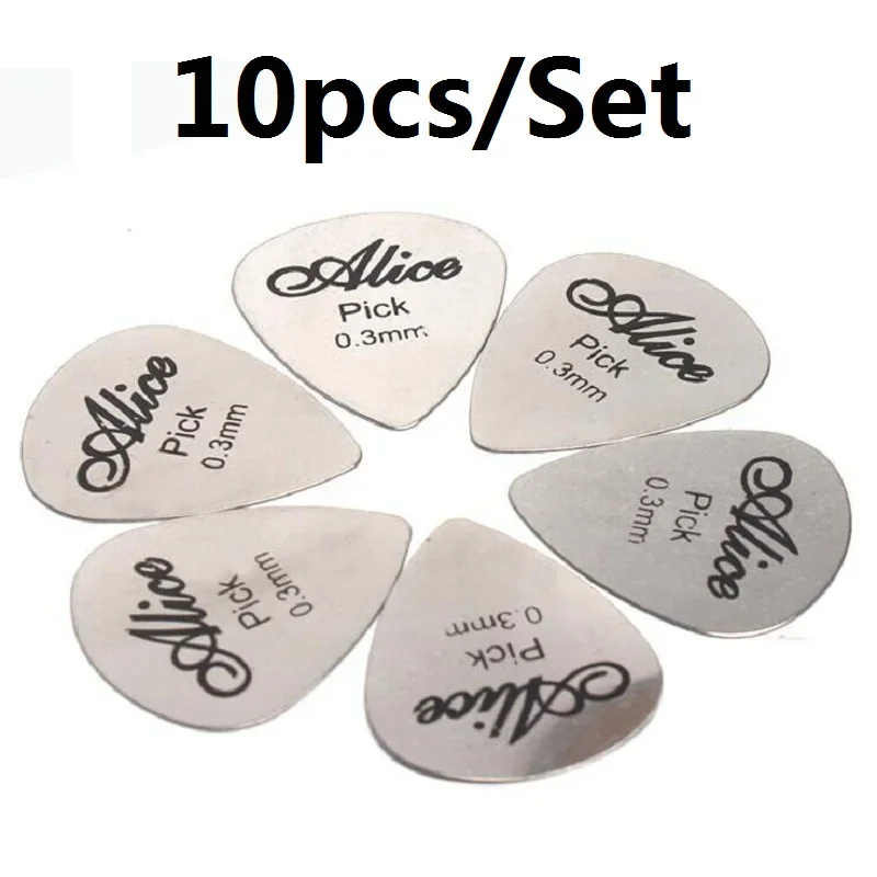 

10pcs/lot Alice 0.3mm Guitar Picks Plectrum Stainless Steel Metal Guitar Picks Plectrum Guitar Parts & Accessories YYY GYH