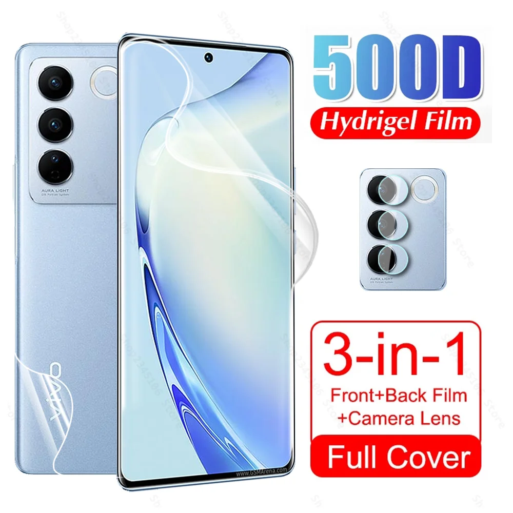 

3-in-1 Hydrogel Front Back Film For Vivo V27 Pro V27e 5G Screen Protector VivoV27 VivoV27Pro V27Pro V 27 E VivoV27e Camera Glass