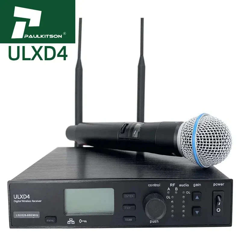 Фото Paulkitson ULXD4 Беспроводная микрофонная система BETA58A BETA87A S58 UHF Беспроводная портативная караоке Профессиональное звуковое оборудование №1