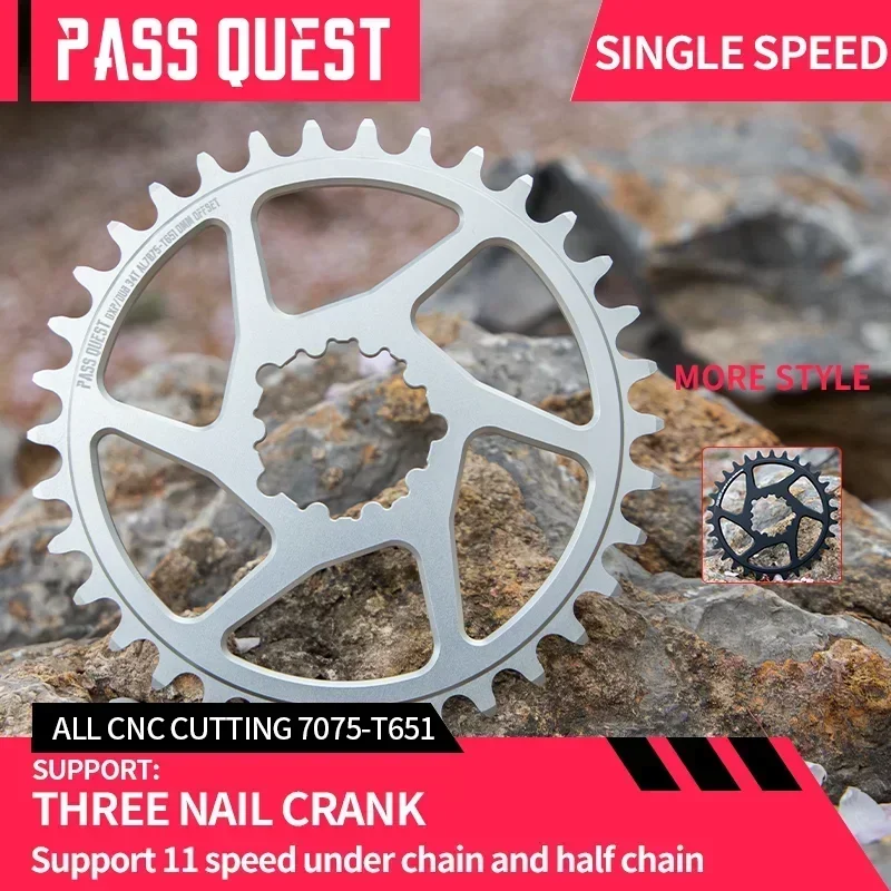 PASS QUEST-Single-Speed Chainring 104BCD and GXP 3-Nail Dirt Jump Urban Street Action Bike Dedicated Single-Speed