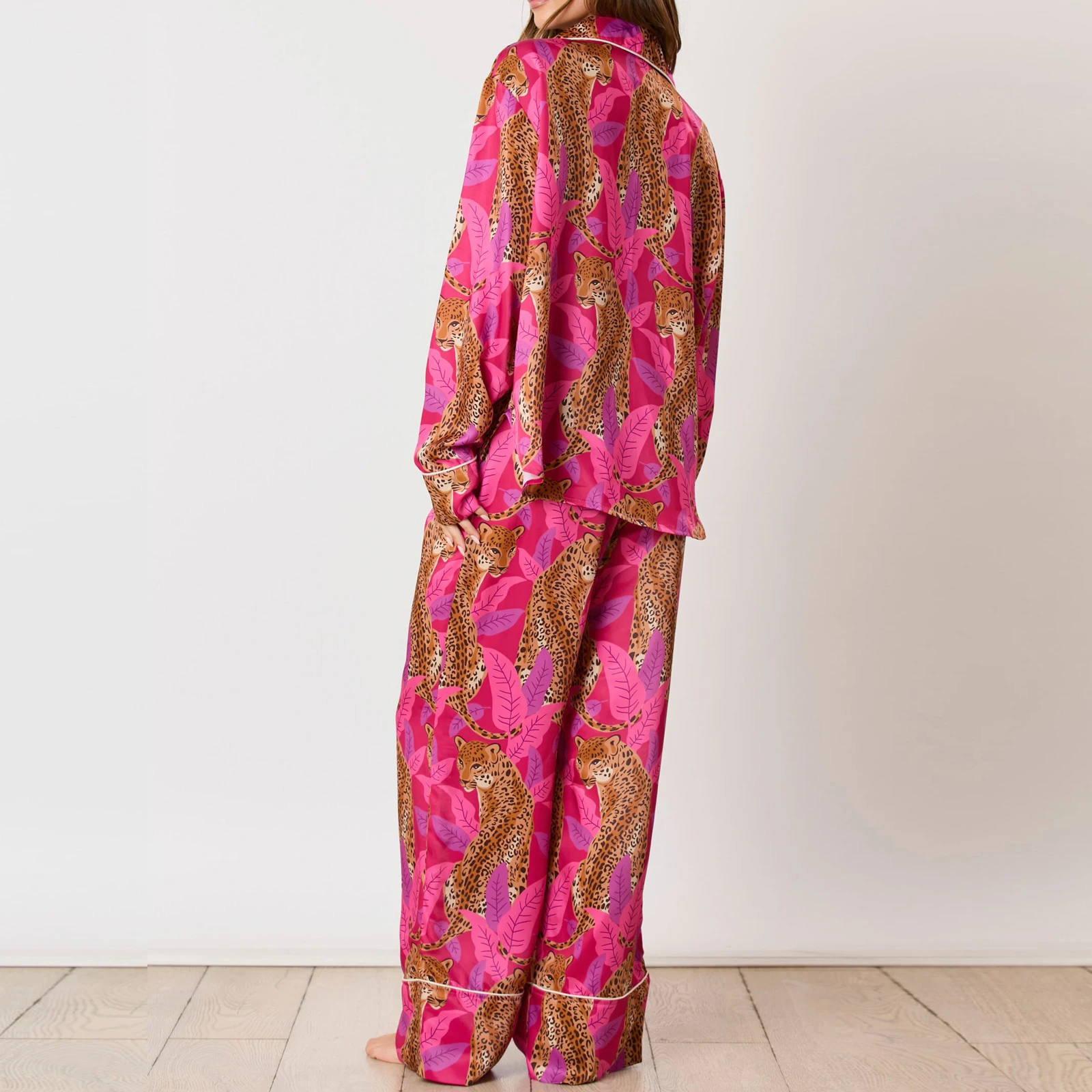 Женский пижамный комплект Hirigin с леопардовым принтом