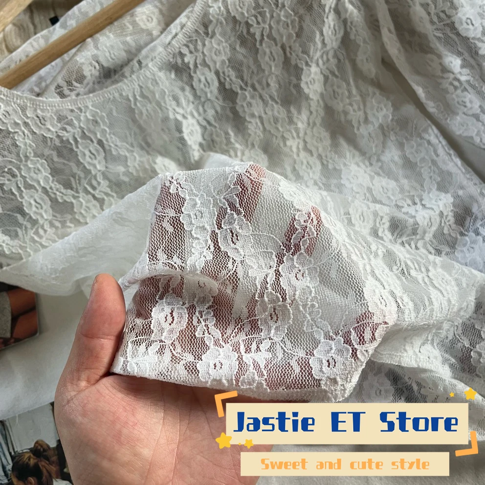 Кружевная Прозрачная Футболка с цветочным рисунком и длинным рукавом