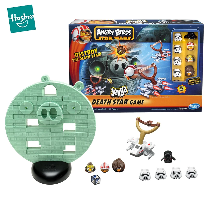 Original Hasbro Angry Birds Star Wars Jenga Board Game Death Star Catapult Family Educational Table Games for Kids Adults Party