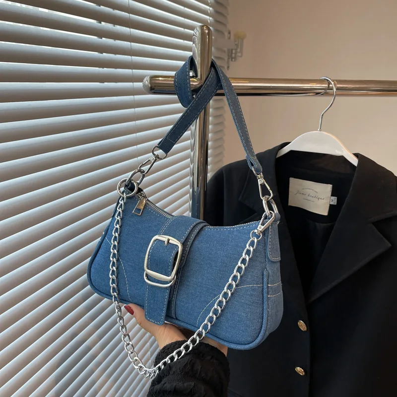 

Женская сумка-мессенджер через плечо, модная дизайнерская маленькая сумка-тоут через плечо для женщин, 2022, трендовая женская джинсовая сумк...