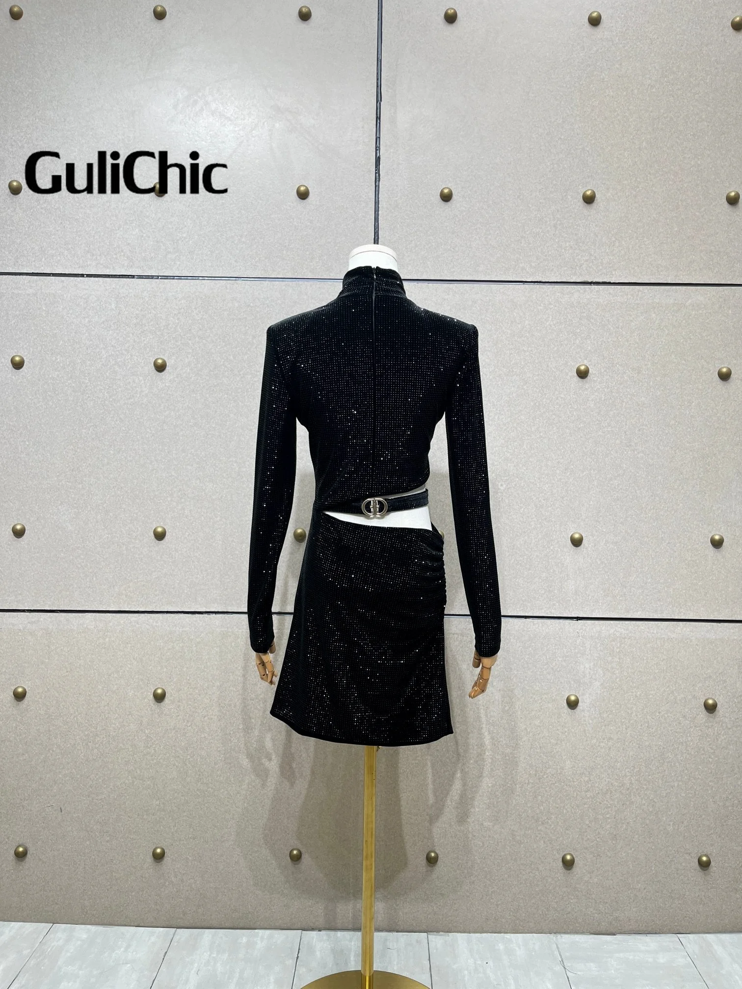 11.11 GuliChic сексуальное клубное вечернее асимметричное бархатное тонкое