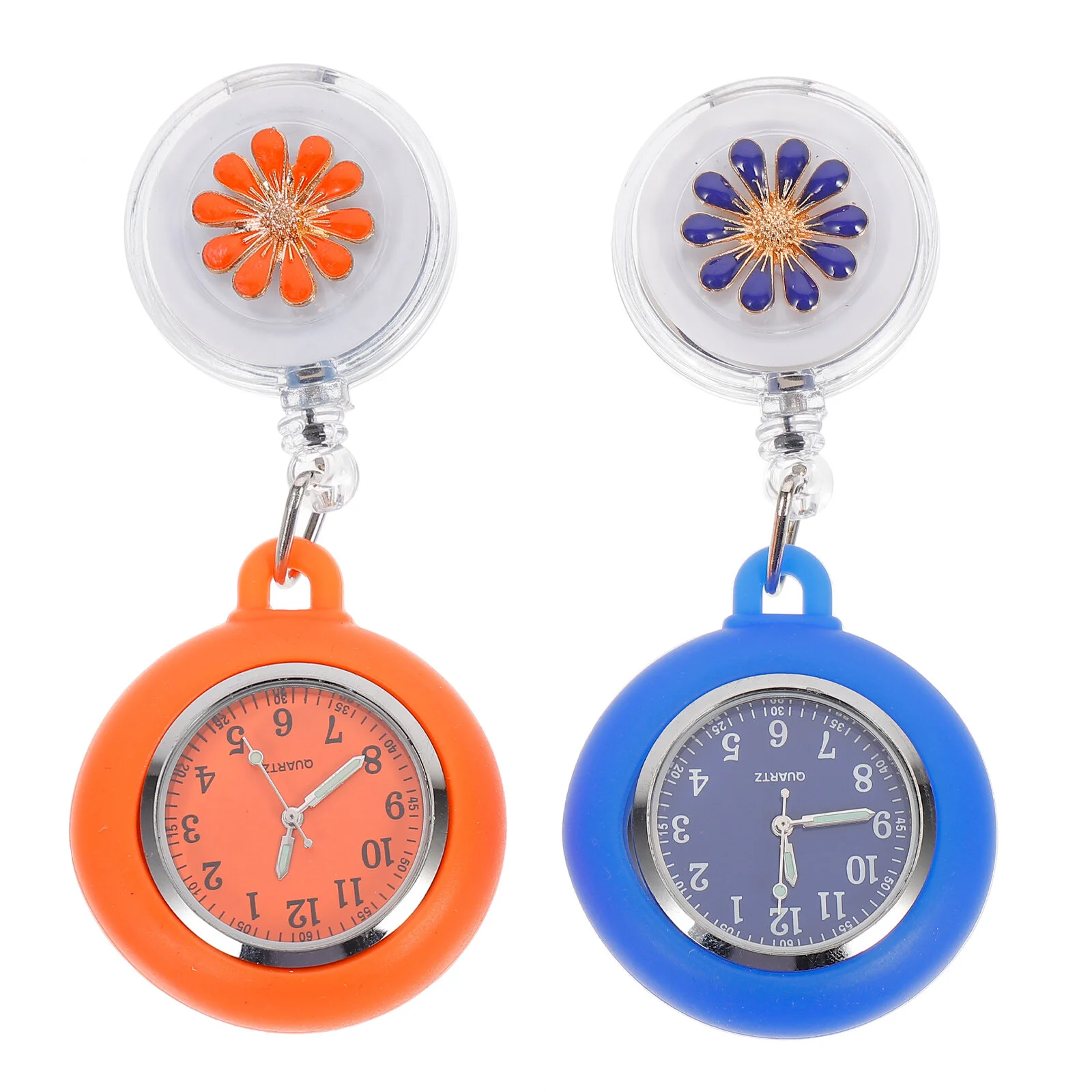 

2pcs Clip On Fob Pocket Watches Retractable Nurse Watches for Doctors Nurses
