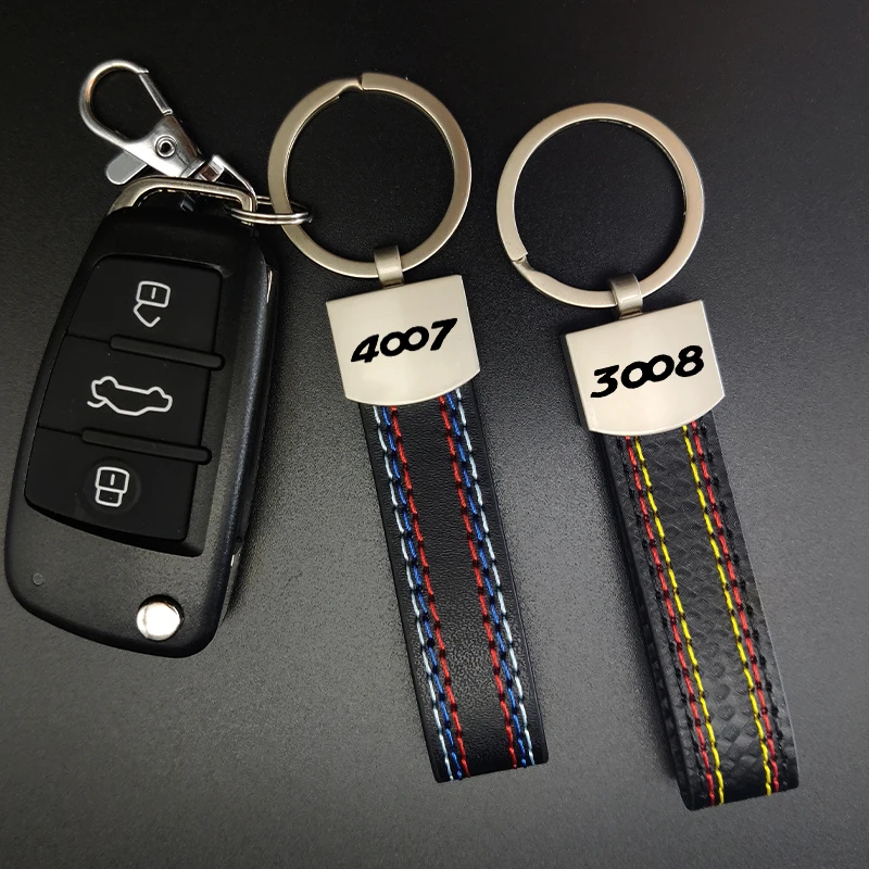 

JKHNN Leather Car KeyChain Key Rings For Peugeot GTLine 2008 3008 307 308 206 207 208 407 508 5008 106 107 205 Auto Accessories