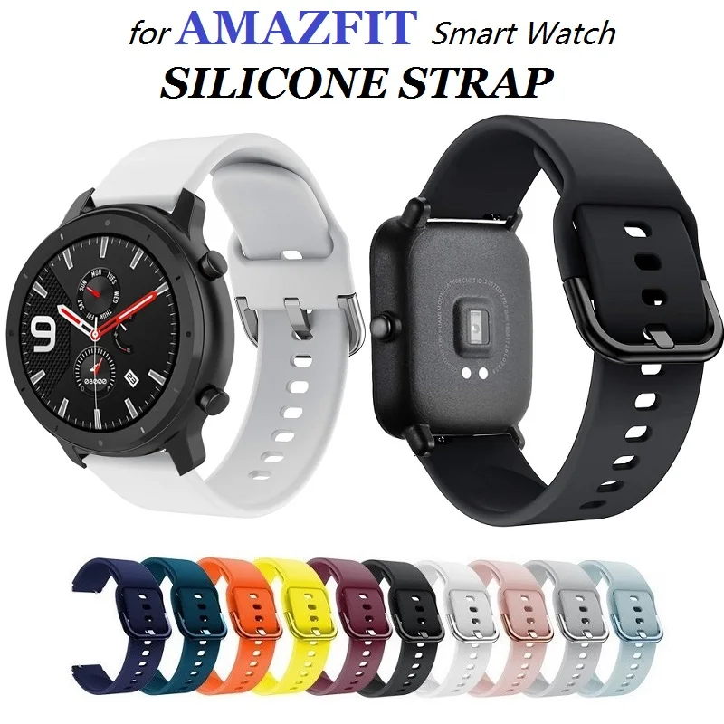 

20mm 22mm Smart Watch Strap for Amazfit GTR4 GTS 4 Mini GTS 2/3 GTR3 GTR 2E Bip 3 POP U Pro Neo Zepp Silicone Bracelet Watchband