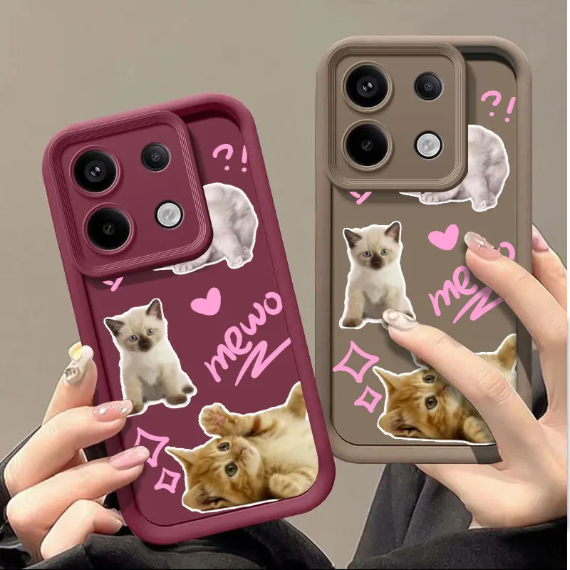 Модный противоударный мягкий чехол с милым котом для Redmi NOTE 10C 11 11T 12 12S 12C 13 13C A1 A2 A3