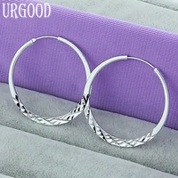 925 sterling silver 40mm45mm50mm pattern hoop earrings for women party engagement wedding fashion jewelry