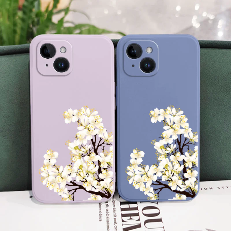 Чехол для телефона с цветами iPhone силиконовый чехол 16 15 14 13 12 11 X XS SE2 SE2020 8 7 6 6S Plus Pro Max