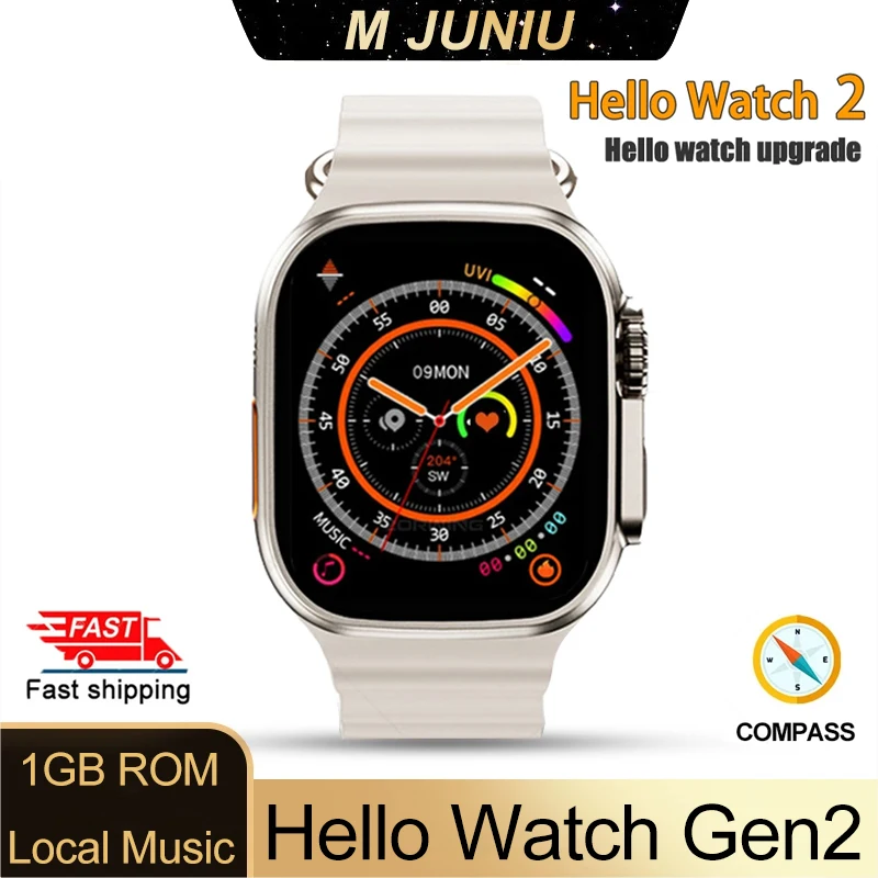 

Hello Watch 2 Смарт-часы 2,02 дюймов экран H11 ультра Модернизированный 1 ГБ 49 мм беспроводной зарядный компас Bluetooth Вызов NFC умные часы