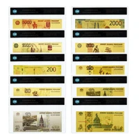 10 pcsset russian gold foil banknotes 5 5000 rubles fake money protective case set collectible business gift